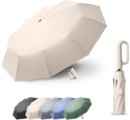 erised's bifrost Parapluie Pliant Golf 10 Baleines de Voyage pour Hommes et femmes,Poignée à Mousqueton,Résistant au UV/Ouverture et Fermeture Automatique de Plein Air Protection UV