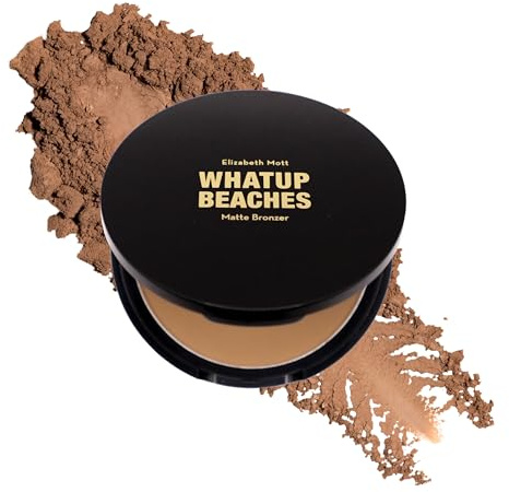Elizabeth Mott Whatup Beaches Matte Bronzer Powder & Contour for Face, Long-Lasting Natural Sun-Kissed Bronzing Finish for All Skin Tones, Buildable Pressed Compact Makeup, Vegan & Cruelty-Free (10g)
