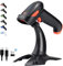 Tera Wireless Barcode Scanner 1D 2D QR with Stable Stand, 3 in 1 Compatible with Bluetooth & 2.4GHz Wireless & Wired Connection, Handheld USB Image Bar Code Reader with Vibration Alert, HW0002