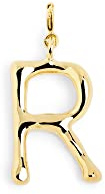 SINGULARU - Charm Letter XL. Colgante Inicial en Latón con Acabado Baño de Oro de 18 Kt. Combinable con Collar. Joyas para Mujer. Letra R