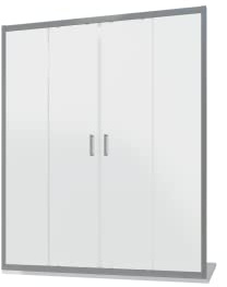 Box Doccia Nicchia Mod. Sardinia 170cm 4 Ante Apertura Scorrevole Vetro Temperato 6mm Opaco Profili in Alluminio Cromato Flat Design Maniglia in Abs Cromato.