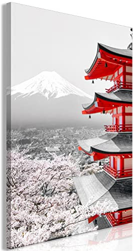 murando Cuadro Acústico Japón 80x120 cm espuma acústica absorbe el sonido aislamiento lienzo de 1 pieza Impresión Artística Decoración de Pared Paisaje Montanas templo Fuji Naturaleza d-C-10005-b-a
