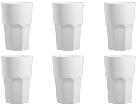 Garnet - Bicchiere in PLASTICA Riutilizzabile mod. Granity bianco Latte X 6 PEZZI– Lavabile in lavastoviglie - 40 Bordo/ 33-35 cl a Servizio - 100% Made in Italy
