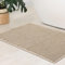 WONGS BEDDING Waffel Badematte,Super Saugfähige Badezimmerteppich,rutschfeste Badteppich für Badezimmerboden Badvorleger Waschbar mit Quasten Ultraweich,Beige 90x60cm