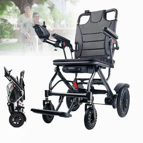 FlygbolagsgodkäNd Elektrisk Reserullstol, 16 Kg UltraläTt HopfäLlbar Stol Med Dubbla Motorer, Automatisk HopfäLlbar Aluminiumram StöDer 90 Kg,10AH