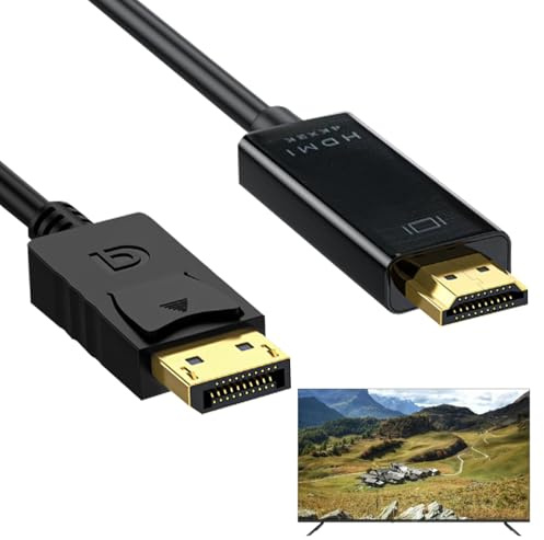 BaZuyunMd 4K DisplayPort a HDMI Cable, Unidireccional, Dorado, para Lenovo HP ASUS Dell, 1m