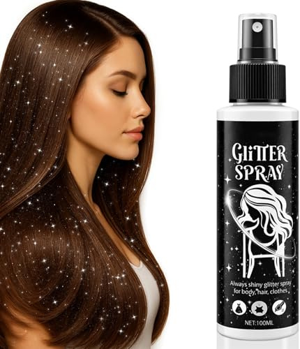 Spray glitter argento, glitter spray per capelli e corpo, glitter per viso e vestiti, body glitter spray con nebbia ultra fine, accessori per festival ad asciugatura rapida per Halloween Carnevale