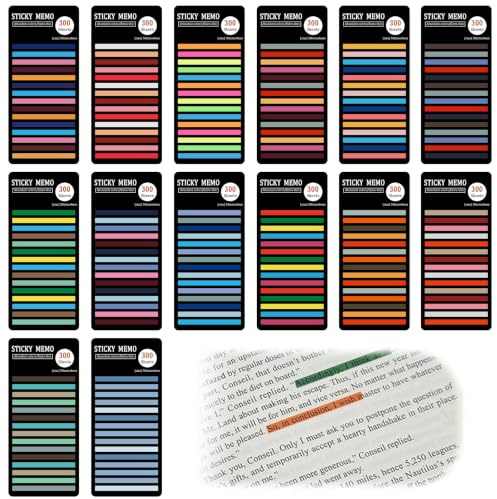 Multicolore Annotation Livre 4mm Marque Page Adhesif 14 Styles pour Bureau | Facile à Coller et à Enlever Retrouver Rapidement Inscriptible Sticky Tabs pour Livres Classeurs École et Maison 4200 Pièces