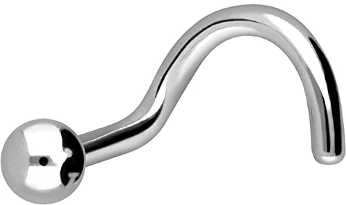 PIERCINGLINE Nasenpiercing TITAN 2,5 mm KUGEL Piercing Nase Stecker Spirale Silberfarben