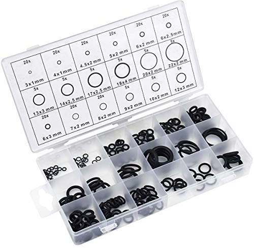 Dokpav 225 Stück 18 Größe O-Ring Dichtungsring Set, 3mm-22mm Dichtringe Gummi, Schwarz Dichtungsringe Set O Ringe Sortiment, Gummi Dichtungen Ringe, Hydraulic Plumbing Dichtungen Dichtungssatz