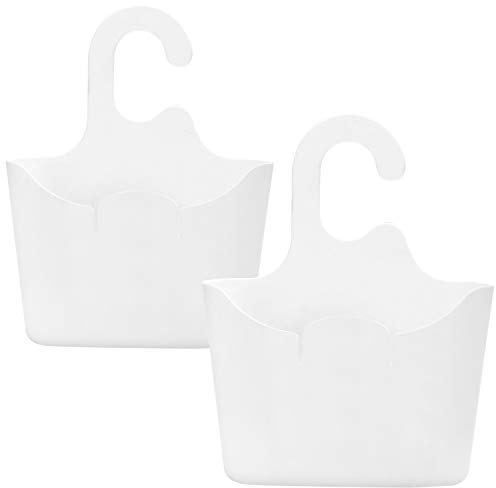 com-four® 2x cestini doccia bianchi con gancio - cestini doccia da appendere - mensola per accessori doccia da appendere (2 pezzo - 25x20 cm bianco)