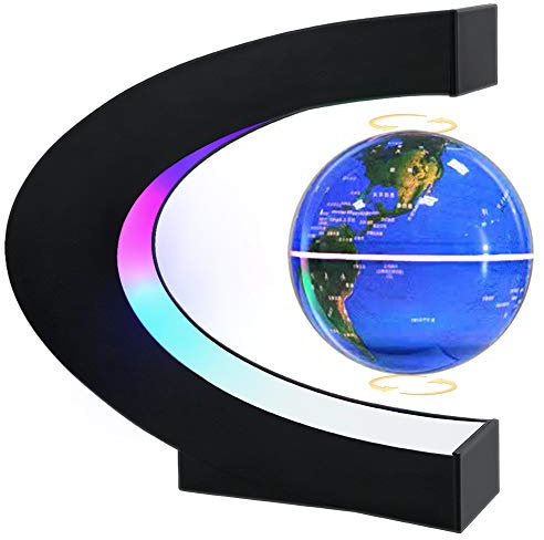 MOKOQI Magnetic Levitating Globe with LED Light, Cool Tech Gift for Men Father Boys and Girls, Birthday Gifts for Kids, Floating Globes World Desk Gadget Decor in Office Home Display (Blue)