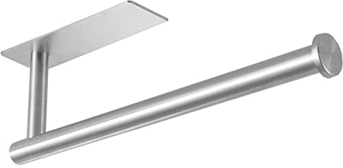 theaoo Under Cabinet Paper Towel Holder for Kitchen, Adhesive Paper Towel Roll Rack for Bathroom Towel, SUS304 Stainless Steel Wall Mount, Both Available for Adhesive and Screws
