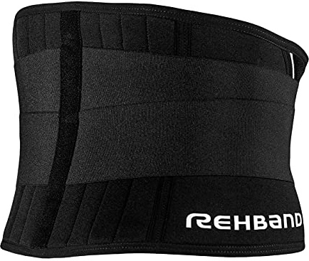 Rehband X-Stable Back Support, Neoprene back compression support 5mm, strong support for fitness and daily life, stabilizes lower back, Colour:Black, Size:Small