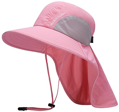 Bassdash Cappello da Sole Unisex UPF 50+ Cappello da Pesca Idrorepellente Tesa Larga con Ampia Protezione del Collo Coda di Cavallo Uomo Donna