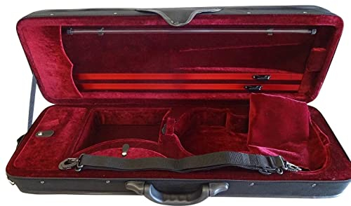 Mezzo-forte Geigenkasten für Violine 4/4, Rechteck-Format, leicht und stabil, schwarz/dunkelrot