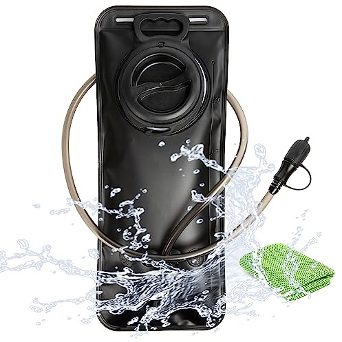J.CARP Hydration Bladder 2 Liter Leak Proof Water Reservoir, Water Pouch Hydration Pack Replacement for Cycling, Hiking, Camping, Hunting, Running Black