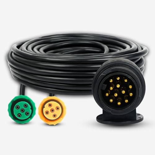 Yuanjoy Cable 13 Pines de luz Remolque 5 Metros - precableado Enchufe 13 Pines & Bayoneta 5 Pines para conexión eléctrica de iluminación Remolque de automóvil