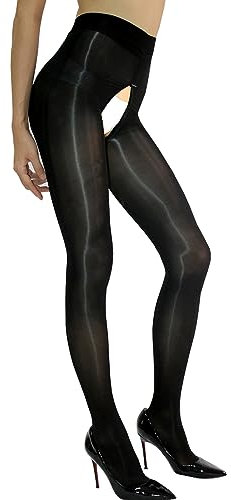 RUIBAVYA Damen Strumpfhosen Glänzend 8D ReißVerschluss Sexy Strumpfhosen öL Glanz Hohe Taille Glossy Strumpfhose Nylon Strumpfhose
