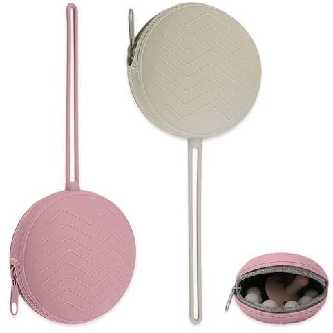 mizikuu Silikon Schnullerbox, 2 Stück BPA-Freiem Schnullertasche Wasserdicht Staubdicht Schnulleraufbewahrung Box für Babys Schnullerhalter Schnuller Halter Fall für Reisen und Zuhause, Grau, Braun