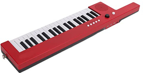 Portable Piano Electronic Keyboard for Beginners - Mini Organ Guitar Keytar with 37 Keys - Red Musical Instrument