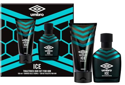 Umbro - Eau de Toilette Ice 100 ml + Duschgel 150 ml - Eau de Toilette für Herren - Packung mit Originalparfüm, frisch und männlich - Dermatologisch getestet
