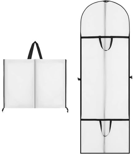 Long Dress Bags Covers Garment Storage bags with Zip Wedding Dust Cover Foldable Washable Clear Lightweight Garment Bags for Travel Weddings Suits and Dresses (white)