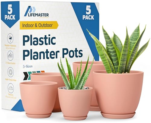Lifemaster Plant Pot, Pink, Pack of of