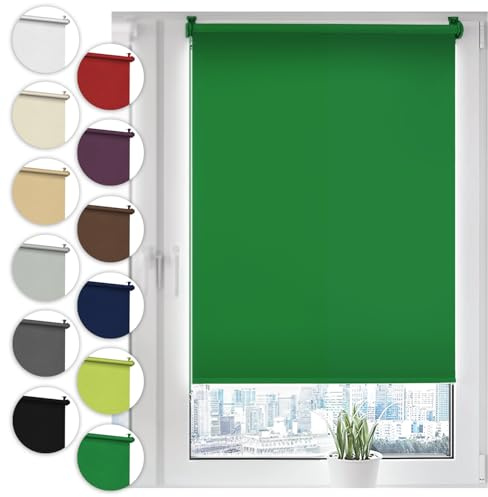 Verdunkelungsrollo Klemmfix ohne Bohren 90cm x 210cm Grün Verdunklungsrollo Fensterrollo Rollo Seitenzugrollo Klemmrollo für Fenster & Tür