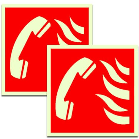 OUDQFCJ Couverture Anti-Feu Signalétique Plaque Photoluminescente Autocollante pour Montage Facile DIN EN ISO 7010 Piktogramme de Sécurité Incendie (15 x 15cm)