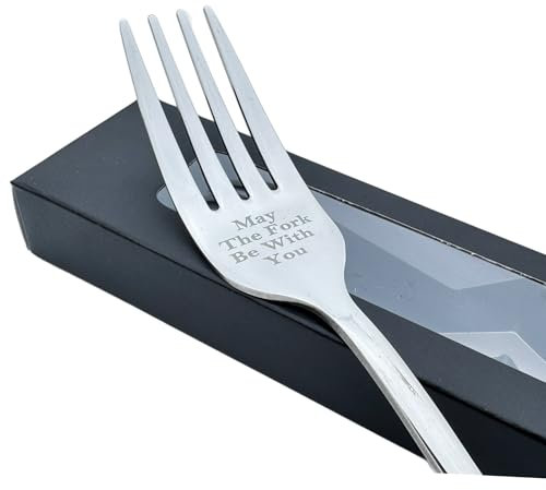 TinyGift May The Fork Be With You Engraved Dinner Fork, Silver, Stainless Steel, 22cm