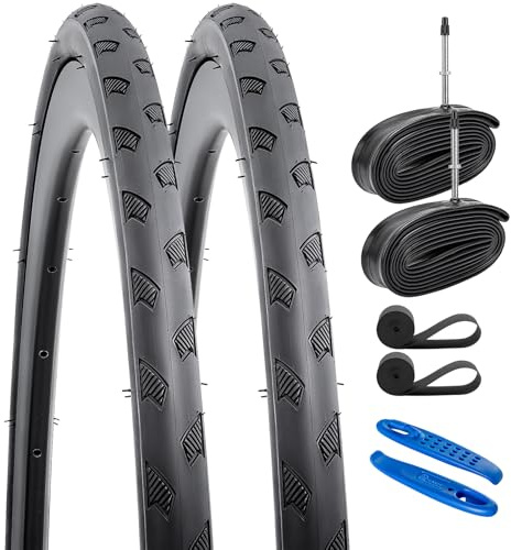 YunSCM 2PCS 700C Fahrradreifen 28x1.10 700x28C Mantel 28-622 Plus 2PCS 700C Schlauch FV60mm Ventil kompatibel Stadt/Straße 700x28C 700x30C Reifen und Schlauch
