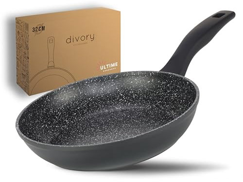 DIVORY Bratpfanne 32cm Induktion – Antihaft Beschichtete große Universalpfanne für alle Herdarten - Sichere Griffe, Spülmaschinen geeignet (Ultime, 32cm)
