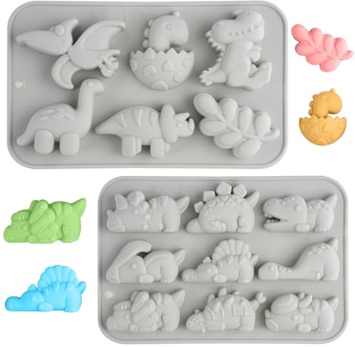2 stycken multifunktion dino isbitsform, chokladform dino bakform | silikonformar dinosaurie, silikondinosaurie, choklad, godis, gelé, isbitar, liten tvål, muffins