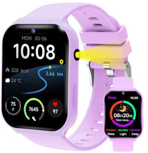 Tzzulsx Smartwatch Bambini con 18 Giochi Educativi, Funzione Sonno e Fotocamera - 1.83 Pollici Touch Screen, Activity Tracker con Contapassi, Sveglia, Torcia Ragazze e Ragazzi