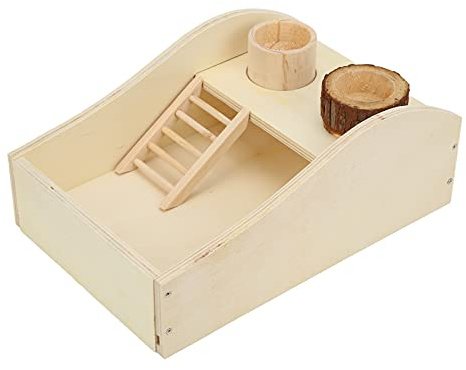 KIMISS Boîte de Bain de Sable en Bois Naturel pour Hamster – Douche pour Petits Animaux et Baignoire de Sable pour Hamster Cochon d'Inde – Cachette pour Petits Animaux
