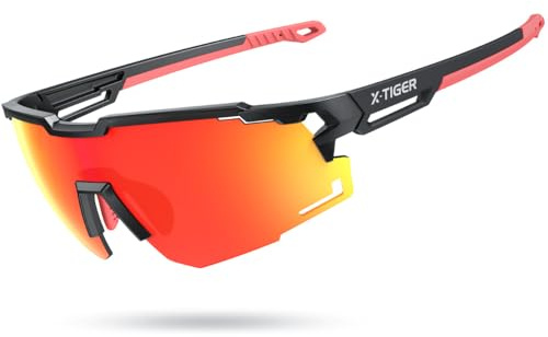 X-TIGER Gafas de Ciclismo para Hombre y Mujer, Montura TR90 Ultraligera, Gafas Deportivas Polarizadas con Protección UV400, Ideales para Correr, Pescar, Conducir y Deportes al Aire Libre