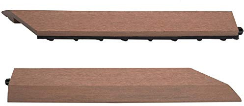 Mendler - 2 Listones de Cierre para baldosas de Suelo WPC, Perfil de terminación, Aspecto de Madera para Balcones y terrazas, Color café a la Derecha sin Ganchos.