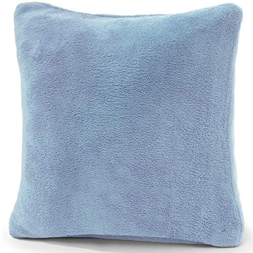 CelinaTex Xanio Dekokissen mit Innenkissen 60 x 60 cm hell blau Coral-Fleece Sofakissen Mikrofaser Kuschelkissen