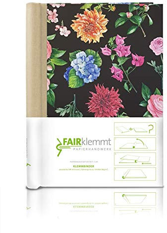 FAIRklemmt Klemmbinder Blumiges Schwarz Naturleinen, A4