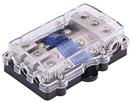 Boîte à fusibles de voiture, universel 60A voiture Auto véhicule stéréo Audio bloc de support de boîte à fusibles 1 dans 3 voies 12V-24V