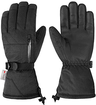 QKURT Guanti da Sci, Guanti Invernali Caldi Antivento Guanti da neve Uomo Donna per Climi Freddi per Slittino Snowboard Pattinaggio Ciclismo Corsa e Attività all'aperto