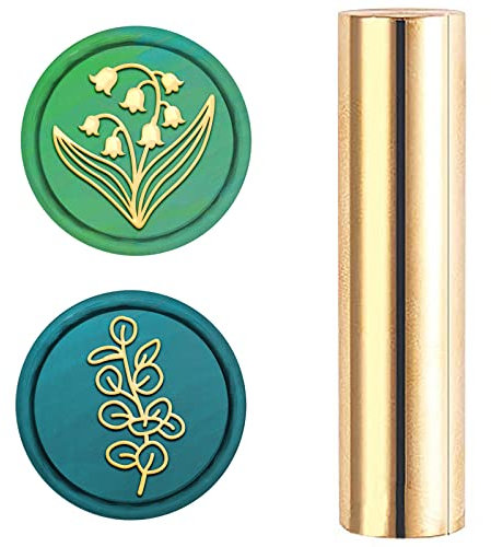 CRASPIRE Vaxsigillstämpel 2 sidor mini mässing kolumn försegling stämpel 15 mm för bröllopsinbjudan dekoration födelsedag gratulationskort present scrapbooking (klockblomma och eukalyptusblad)