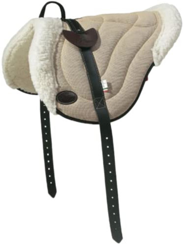 PIONEER Konturerad häst i bomull och ull för naturberg, amerikansk ridsadel tillverkad i Italien med vaddering, barback 55 x 45 cm med ridkudde i neopren - brun