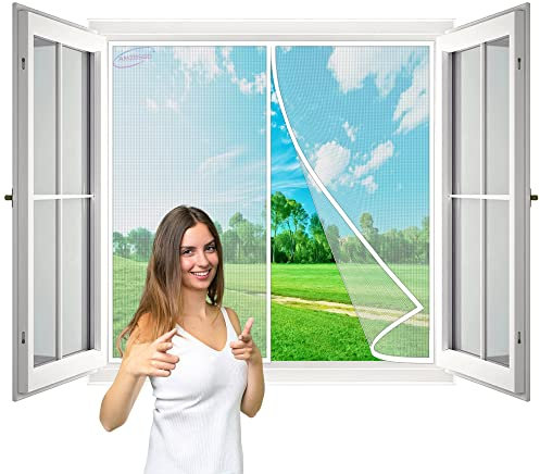 Magnetic Screen Window, 60x95 cm Upgraded Insect Protection Window No Gap, Keep Bugs Out Lets Fresh Air in- White H