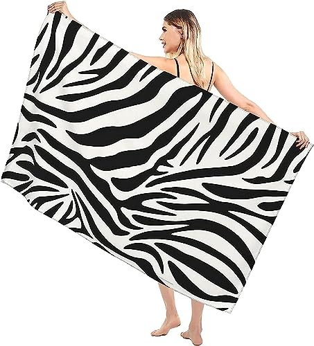 Microfaser Strandtuch Badetuch Tierisches Zebramuster 3D-Druck Sunscreen Badetuch Praktische Strandlaken Handtuch Campingdecke Yoga Sporthandtuch Für Fitness Strand Pool 150 X 200 cm