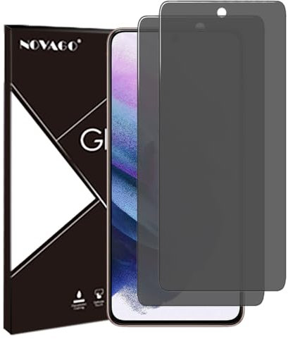 NOVAGO Compatible con Samsung Galaxy S21 5G – Juego de 2 protectores de pantalla de cristal templado resistente 0,33 mm 9H (tintado antiespíón)