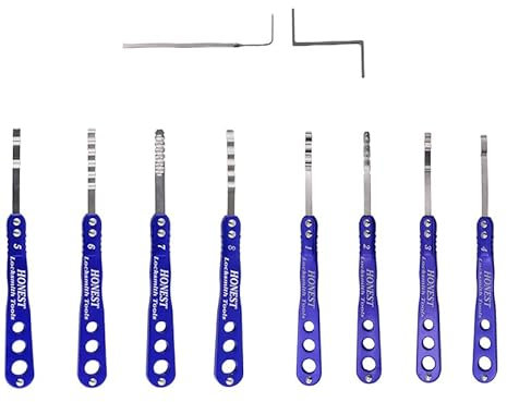 Honest Safe - Set di 8 grimaldelli per serrature di sicurezza, attrezzi professionali da fabbro, apri rapidi con 2 chiavi di tensione