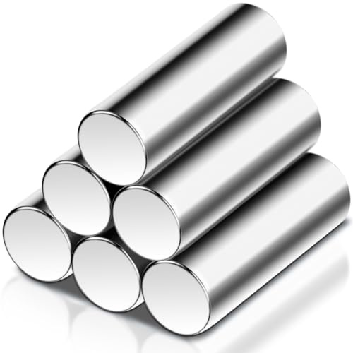 6 Stück Neodym Magnete Extra Stark Groß, 10x30mm Scheiben Magnete Stark, Neodym Power Magnet Silber, Scheibenmagnet Stark Magnet für Magnettafel, Whiteboard, Werkstatt, Kühlschrank, Magnetscheibe