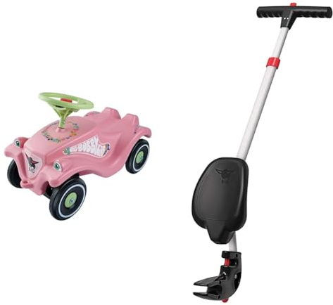 Big-Bobby-Car Classic Flower - Kinderfahrzeug mit Blumenaufklebern für Jungen und Mädchen & ge - 4-Fach höhenverstellbare Schiebestange